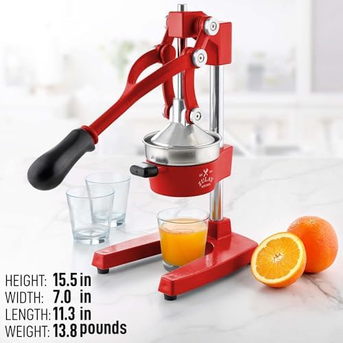 Zulay Kitchen Cast Iron Juicer - Heavy Duty Orange Juicer with Detachable Strainers for Easy Cleaning, Citrus Press for Citrus Fruits, Perfect for Bartenders, Juice Lovers & Health Enthusiasts