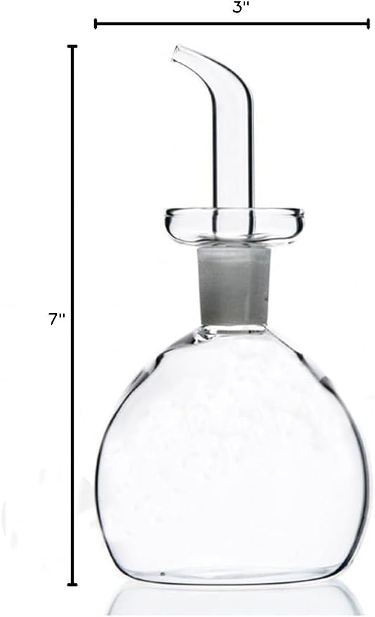 ELETON Round Non-Drip Glass Oil Bottle for Kitchen – 8 oz Dispenser with Pour Spout, Olive Oil Cruet, No Leak Design, Cruet