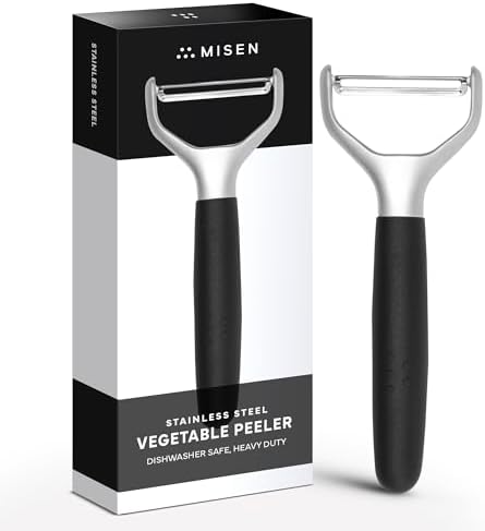 Misen Stainless Steel Vegetable Peeler - Dishwasher Safe Y Peeler - Easy to Use with Potatoes, Cabbage, Carrots, and More - Progessional Grade Kitchen Tool - Black
