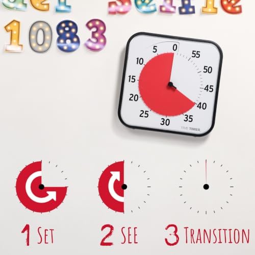 TIME TIMER 12 inch Visual Timer 60 Minute Kids Desk Countdown Clock with Dry Erase Activity Card, Also Magnetic for Classroom, Homeschooling Study Tool, Task Reminder, Home and Kitchen Timer