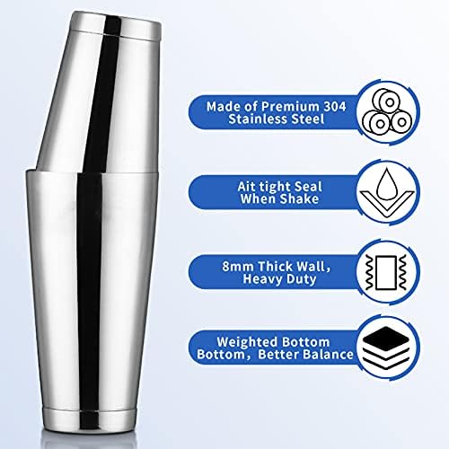 Flair Bottle Bartender Kit 5pcs 2 Flair Bottle, 1 Boston Shaker, Practice & Performance (5pcs Set)