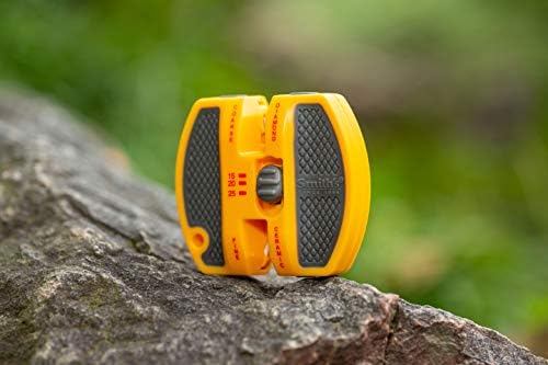 Smith’s 50917 Adjustable 2-Step Knife Sharpener – Yellow - Preset Coarse & Fine Slots - Outdoor Handheld Knife Sharpener - Fishing, Hunting, Fillet, Pocket Knives - Portable Compact Keychain Tool