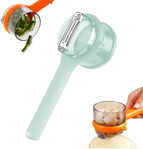 Peeler with Storage, 2025 New Vegetable Peeler with Container, Fruit and Vegetable Peeling Knife with Catcher, Kitchen Gadget for Holiday (Green)