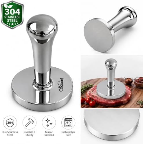 Meat Pounder Flattener, Heavy Duty Tenderizer Tool, 304 Stainless Steel Meat Pounder Tenderizer, Kitchen Smasher Hammer Beater, Aplanadora de Carnes y Pollo, Smash Burger Press, Meykers