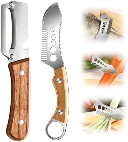 2PCS Vegetable Peeler with Wooden Handle, Set A