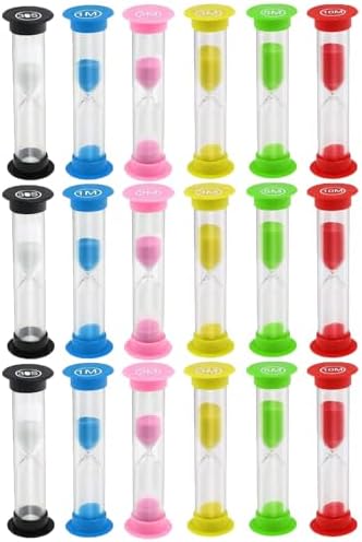 Sand Timer, KISEER 18 Pcs Colorful Hourglass Sandglass Sand Clock Timers Set 30sec / 1min / 2mins / 3mins / 5mins / 10mins for Brushing Children's Teeth, Cooking, Game, School, Office