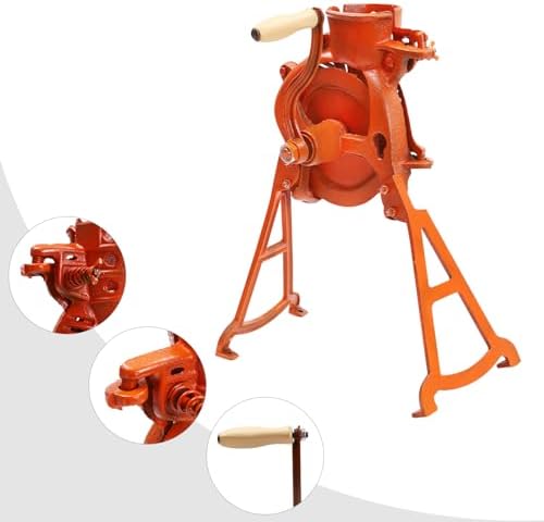 Corn Sheller Hand Crank, Heavy Duty Corn Cob Stripper Shelling Machine, Hand Corn Sheller with Wooden Handle, Manual Quick Corn Cob Stripper Tool for Home Use (Orange)
