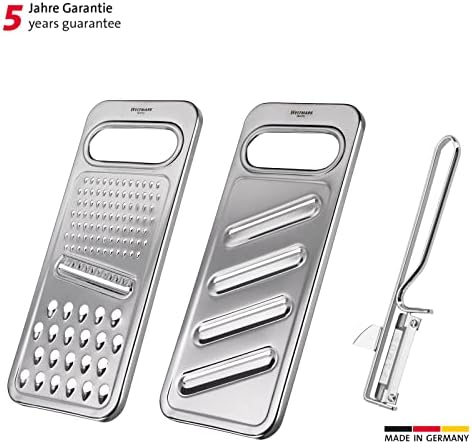 Westmark Set of 3: Universal Grater + Cucumber Slicer + Peeler, Stainless Steel, Steel + Famos, Silver, 100222E6