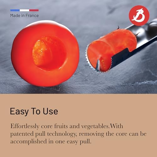 de Buyer UNIVERSAL CORE CONCEPT Manual Corer, Red - 1” - Serrated Stainless Steel Blade - Ergonomic, Non-Slip Handle - Easy to Use