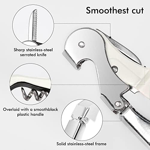 Professional Waiter Corkscrew Wine Openers Set(2PCS), Heavy Duty Stainless Steel Hinges Wine Key for Restaurant Waiters, Sommelier, Bartenders