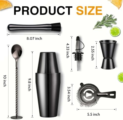 Mwellewm Cocktail Shaker Set, Boston Shakers, Bartending Drink Shaker Kit