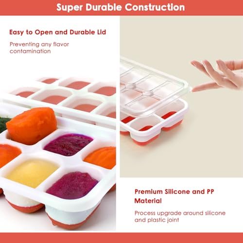 Ice Trays for Freezer, 56 pcs Easy-Release Silicone Ice Cube Trays for freezer with Spill-Resistant Removable Lid, BPA Free, 4 Pack Stackable & Durable Ice Cube Tray Mold for Freezer, Cocktail, Coffee