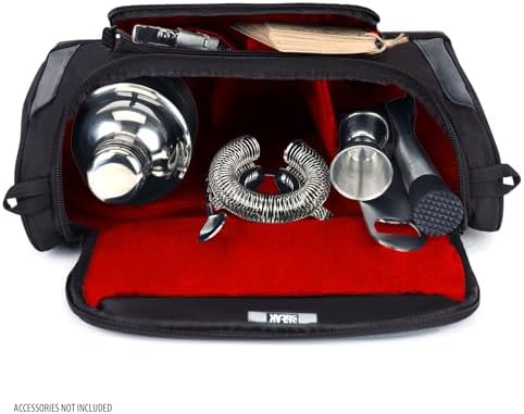 USA Gear Travel Organizer Fits Bartending Kits - Bartending Bag with Shoulder Strap, Customizable Interior for Jigger, Shaker, Cocktail Sets, Bar Tools & Bartender Accessories (Red Bag Only)