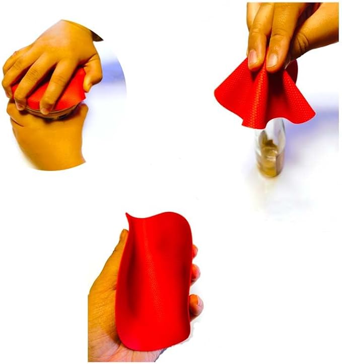 4pcs Rubber Jar Opener Bottle Gripper for Weak Hands, Seniors | Non Slip Pad Multi-function Silicone Can Opener for Kitchen, Can Lids, Jars, Coasters, Heat-Resistant, Easy Clean, Durable