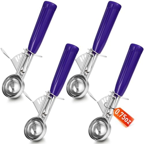 Reallnaive 4 Pcs Ice Cream Scooper with Trigger, 0.75 oz, Purple