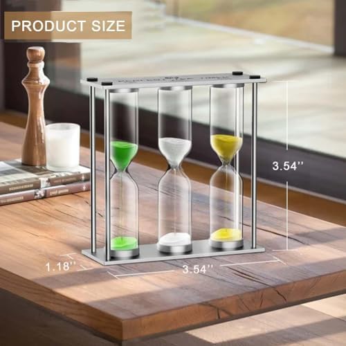 Tea Timer 3-4-5 Minute, Metal Frame Hourglass Timer, Color Hour Glass Sand Clock, Small Sand Timer Decoration, Stainless Steel Reloj De Arena, Mini Trio Tea Sand Watch XTG