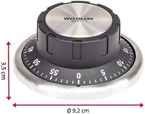 Westmark Kitchen Timer, Mechanical, Magnetic, 1-60 Minutes, Stainless Steel/Plastic, Redondo, Anthracite/Silver, 10922260