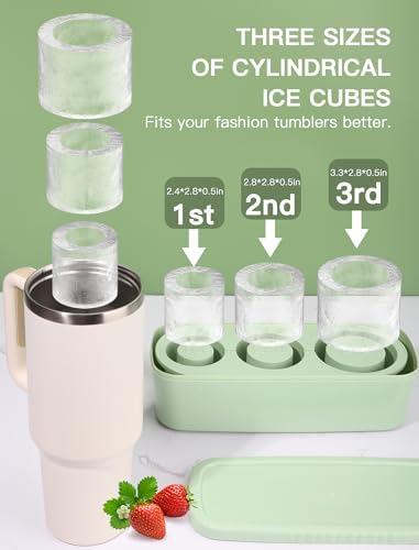 3 Pcs Silicone Ice Cube Tray for 30-40 Oz Tumblers with Lid and Storage Bin