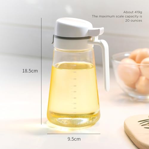 Oil Dispenser Bottle, 22oz Glass Oil Bottle with Scale, Kitchen