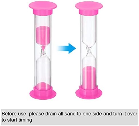 PATIKIL 3 Minute Sand Timer, 4Pcs Small Sandy Clock with Plastic Cover, Count Down Sand Glass for Games, Kitchen, Party Favors DIY Decoration, Pink