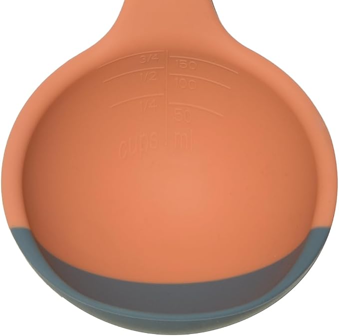 Silicone Spoon - Colorful Silicone Spatula Ladle with a Soft Top to Mold to your Pots & Pans. (Blue/Orange)