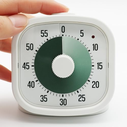 Tiempo Square 60-Minute Visual Analog Timer, Pause Function, 6 Alarm Modes, Magnetic Productivity Focus Desk Timer for Kids, ADHD, Study, Work, Kitchen, Dark Green
