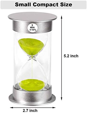 SuLiao Hourglass 3 Min Sand Timer: Unbreakable Green Sand Clock, Large Plastic Hour Glass for Kids, Games, Classroom, Kitchen, Decor
