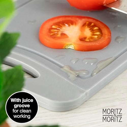 Set of 6 Non-Slip BPA-Free Plastic Cutting Boards 14x25cm - Durable Kitchen Chopping Boards - Easy Clean, Black