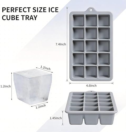 Silicone Ice Cube Tray 2 Pack, HANCELANT Ice Cube Mold, Ice Trays for Freezer with Lid for Whiskey, Cocktail, Drinks and Food, Freezer, BPA Free, Easy Release