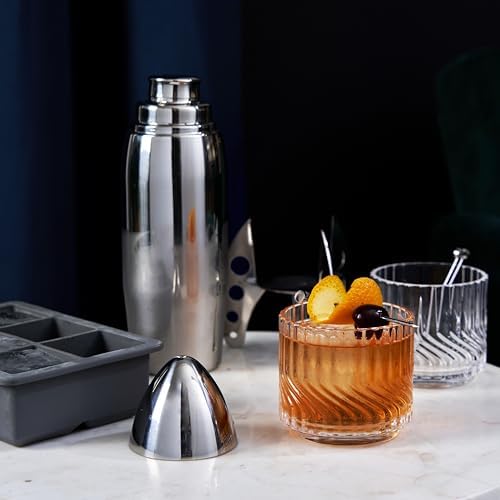 Viski Rocket Cocktail Shaker with Strainer Bar Set for Cold Brew Cocktails, Margarita, Espresso Martini, Stainless Steel Martini Shaker, Home Bar Accessories, Bartending Tools, Bartender Gifts, 24oz