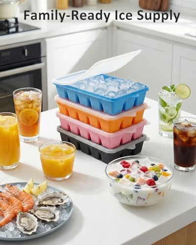 Silicone Ice Cube Trays with Lid, 2 Pack Ice Cube Molds