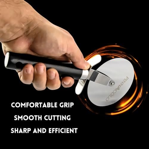 4 Inch Wheeled Pizza Cutter with Wood Handle