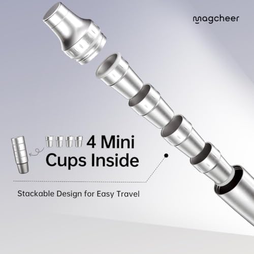 Hybrid Cocktail Shaker Set with Stackable Cups | Vacuum Insulated Stainless Steel Martini Shaker & Bartender Tools | Travel-Ready Kit | 30oz | Gunmetal Gray