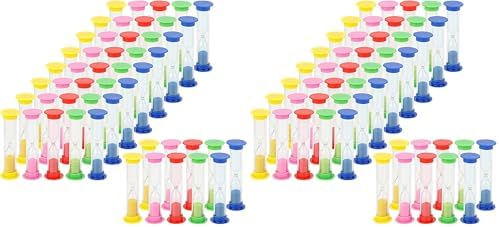 MUKCHAP 50 PCS 1 Minute Sand Timer, 8.7 x 2.5cm Colorful Hourglass Sandglass Timer, 5 Colors Small Plastic Sand Clock for Home, Office (Pack of 2)