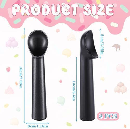 Gejoy 8 Pcs Ice Cream Scoop Set, Ice Cream Scoops 7 Inch, Black