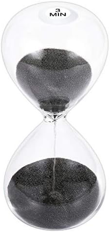SuLiao Hourglass 3 Minute Sand Timer: 5.1 Inch Black Sand Clock, Large Sand Watch 3 Min, Hour Glass Sandglass for Kids, Games, Classroom, Home, Desk, Office Decor