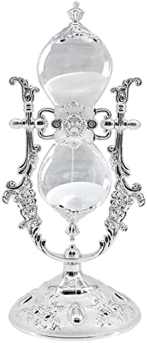 Vintage Embossed Hourglass Sand Timer Decor,8.38inch,15Min,360° Rotating
