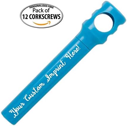 Personalized Pocket Corkscrew - Wine Bottle Opener- Custom Printed Name - Imprinted with Your Name, Logo or Message - Great Gift Ideas - FREE PERZONALIZATION - 12 Corkscrews per Box (Turquoise)