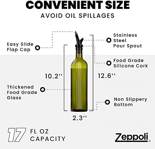 Zeppoli Oil Bottle Set with Dual Spout - Pouring Funnel, Stainless Steel
