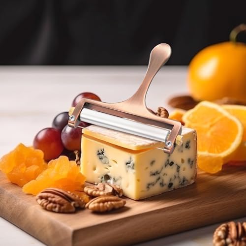 TOPULORS Cheese Slicer Stainless Steel Wire Cheese Cutter Slicer for Mozzarella, Cheddar, Gouda, And More Block Cheese - Heavy Duty Slicer With Extra Replacement Cutting Wir