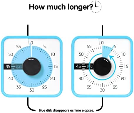 TWENTY5 SEVEN Countdown Timer 7.5 inch; 60 Minute 1 Hour Visual Timer – Classroom Teaching Tool Office Meeting, Mechanical Countdown Clock for Kids Exam Time Management Magnetic, Sky Blue