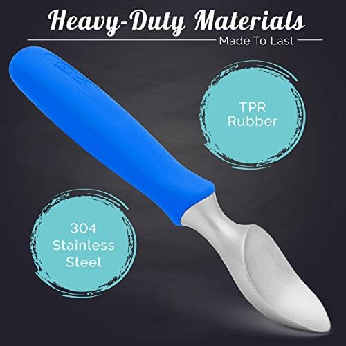 Rockland Guard Ice Cream Scoop with Chisel-Shaped Tip, Non-Slip Easy to Grip Handle, Solid Stainless Steel for Hard or Soft Ice Cream - Dishwasher Safe. (Blue)
