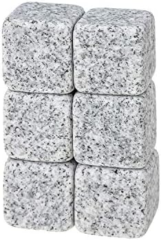 Thirsty Rhino Batu Marble, Natural Marble Reusable Whiskey Stones Drink Chilling Rocks Ice Cubes, Grey (4 Sets of 6 Stones)