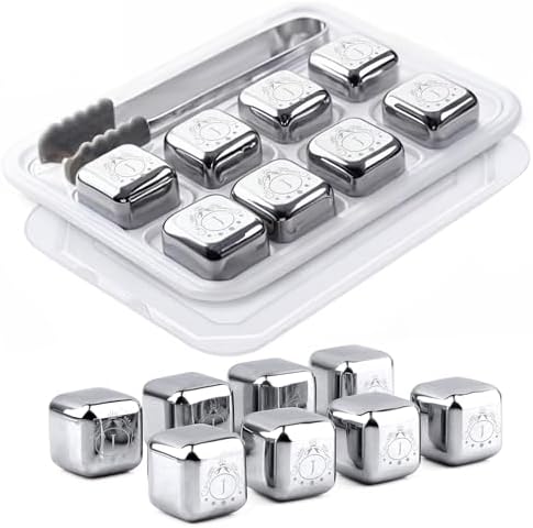 Whiskey Stones Gift Set, Custom Monogram 2, 8pcs Steel, Wood Box