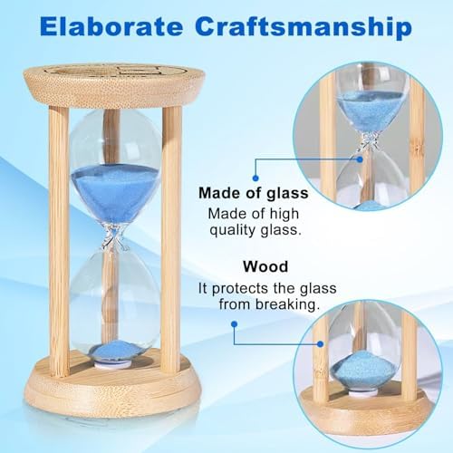 SuLiao Wooden Sand Timer 60 Minute Hourglass, Bamboo Sand Clock, Small Black Sand Watch 60 Min, Reloj De Arena Hour Glass Sandglass for Game Classroom Home Office Decorative