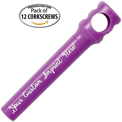 Personalized Pocket Corkscrew - Wine Bottle Opener- Custom Printed Name - Imprinted with Your Name, Logo or Message - Great Gift Ideas - FREE PERZONALIZATION - 12 Corkscrews per Box (Grape)