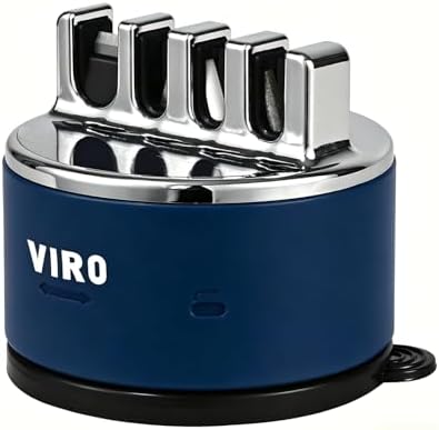 VIRO Compact Suction Kitchen Chef Knife Scissors Sharpener for Straight & Serrated Knives, 4-Stage Knife Sharpening Tool Helps Repair and Restore Blades, Blue