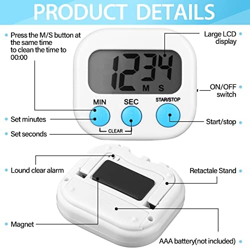 Weewooday 24 Pcs Digital Kitchen Timer Bulk, White