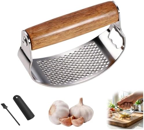 Upgraded Garlic Press Rocker, Manual Garlic Presser with Peeler, Wide Handle Garlic Chopper Grinder for Home Kitchen Gadgets Tools (1PC)