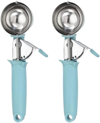 uxcell 2pcs Cookie Scoops, Ice Cream Scoop with Trigger for Baking Cookie Dough Rice Pudding Kitchen Gadget, Blue